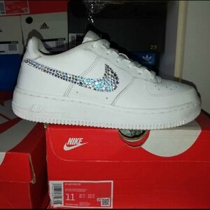 NIKE AIR FORCE 1 "SWAROVSKI CRYSTALS CUSTOMIZED" WOMEN'S US SIZE 6 GOOD COND